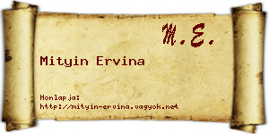 Mityin Ervina névjegykártya